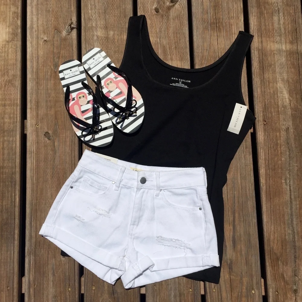 Bullhead White Denim Distressed High Rise Jean Shorts